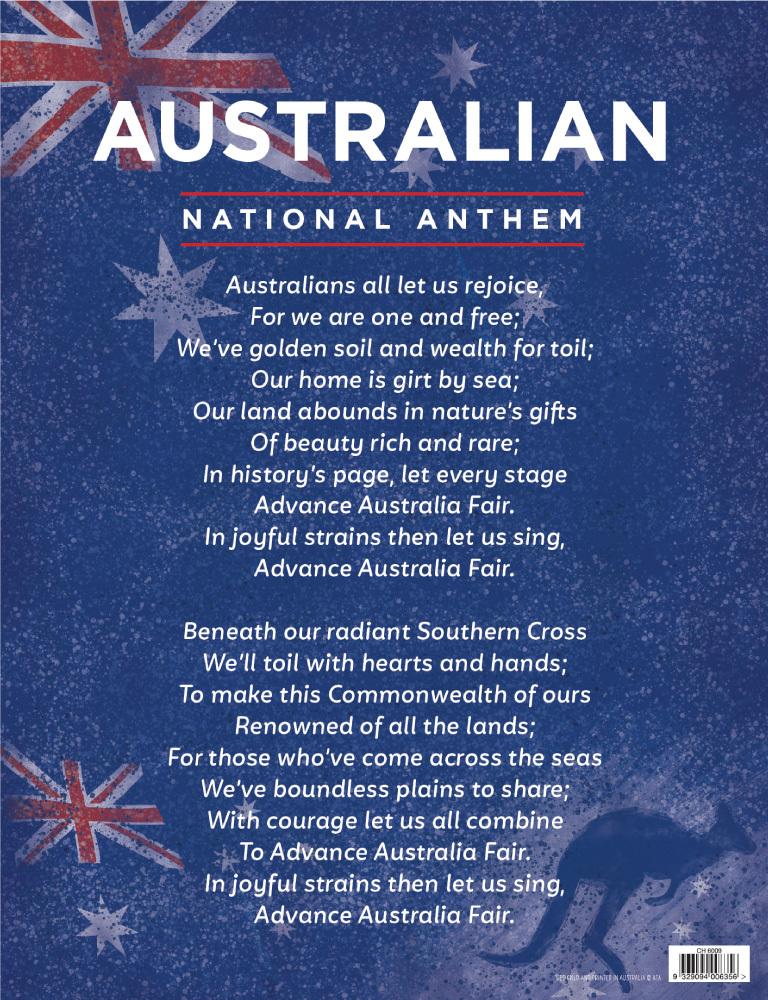 Isolere Børnecenter Tilbagetrækning Australian National Anthem Chart